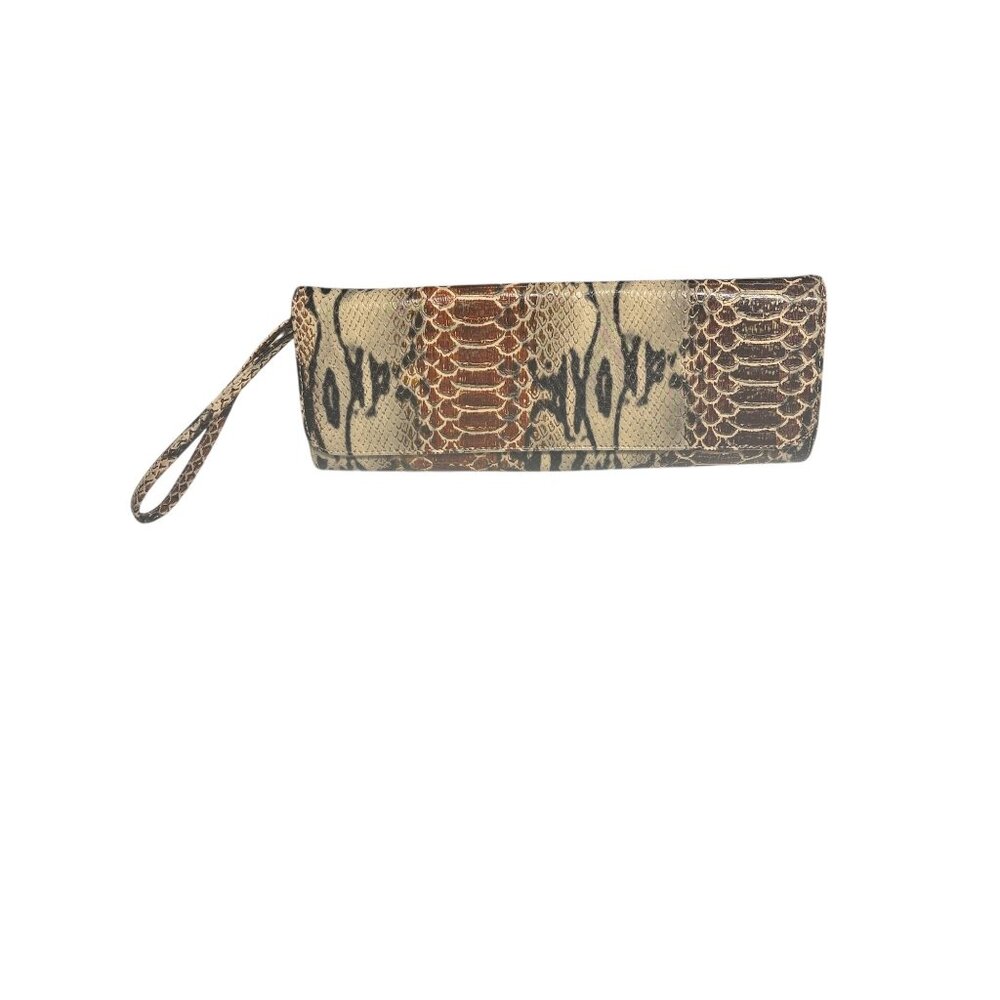 EBISU Snakeskin Pattern Clutch With Wristlet Strap